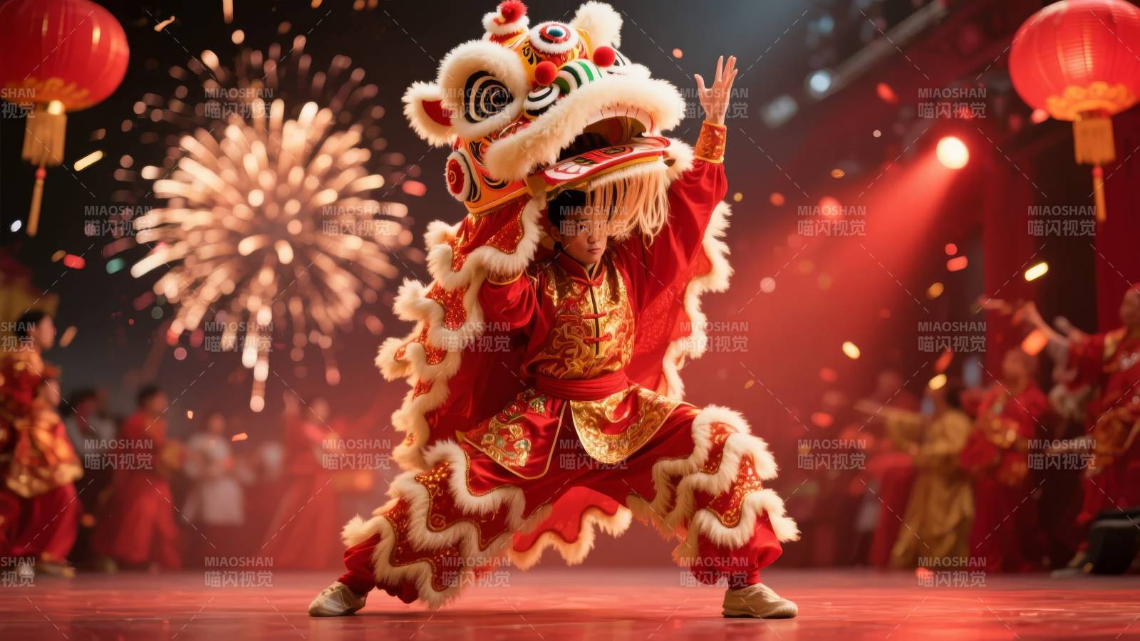 舞狮迎春庆佳节图片