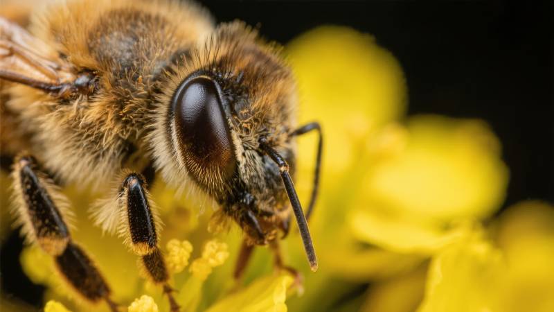 蜜蜂采蜜特写图片