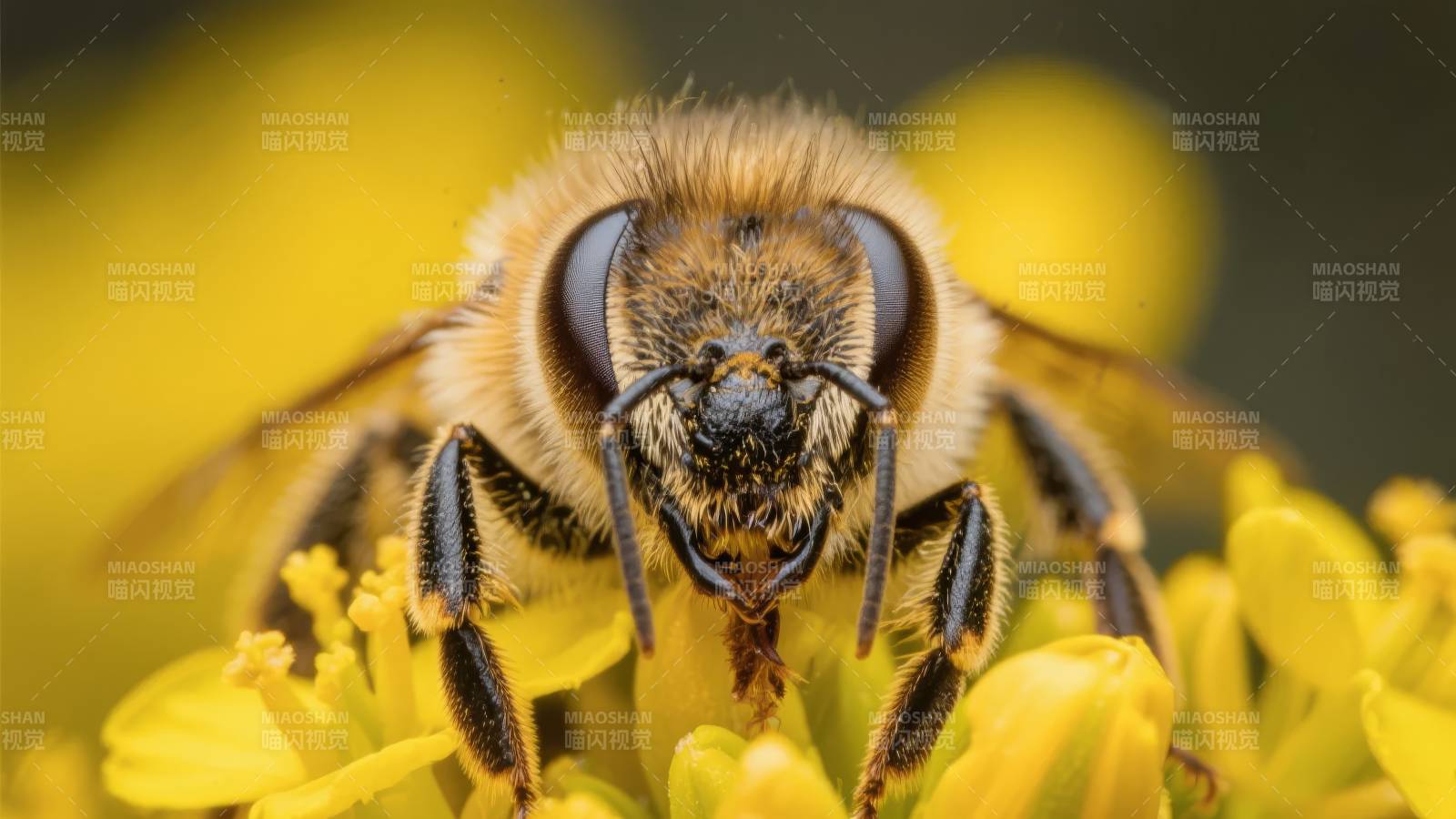 蜜蜂采蜜特写图片