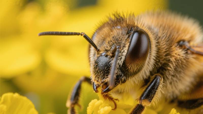 蜜蜂采蜜特写图片