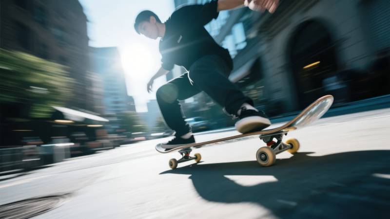 街头滑板飞驰图片