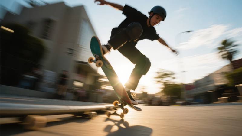 滑板少年跃动瞬间图片