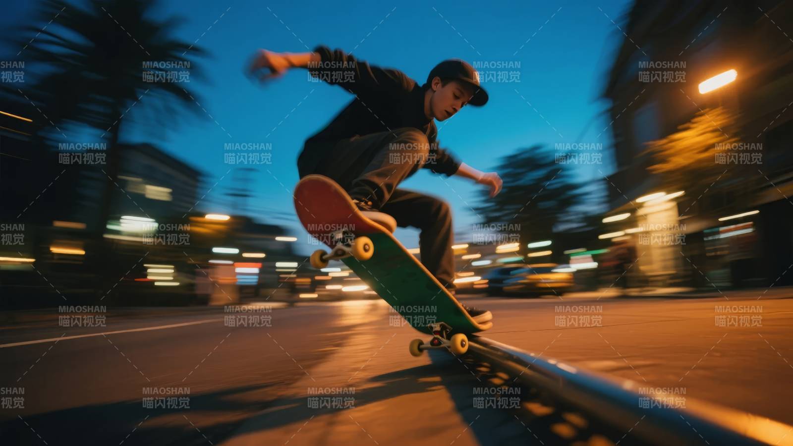 夜滑街头酷炫瞬间图片