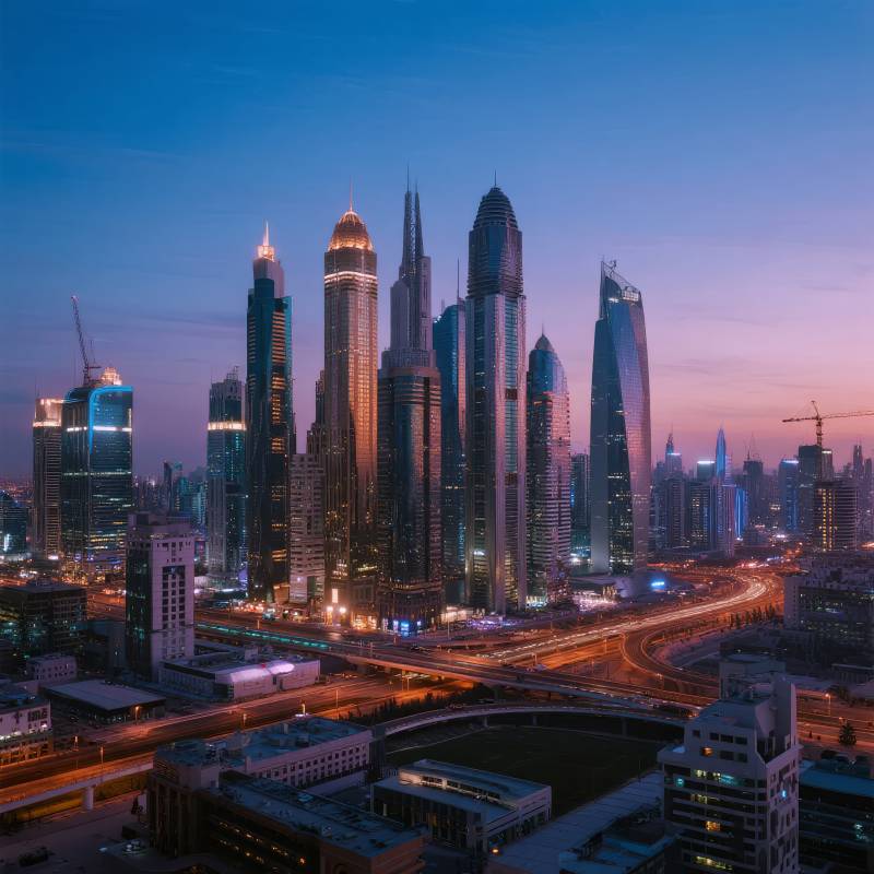 迪拜夜景璀璨图片