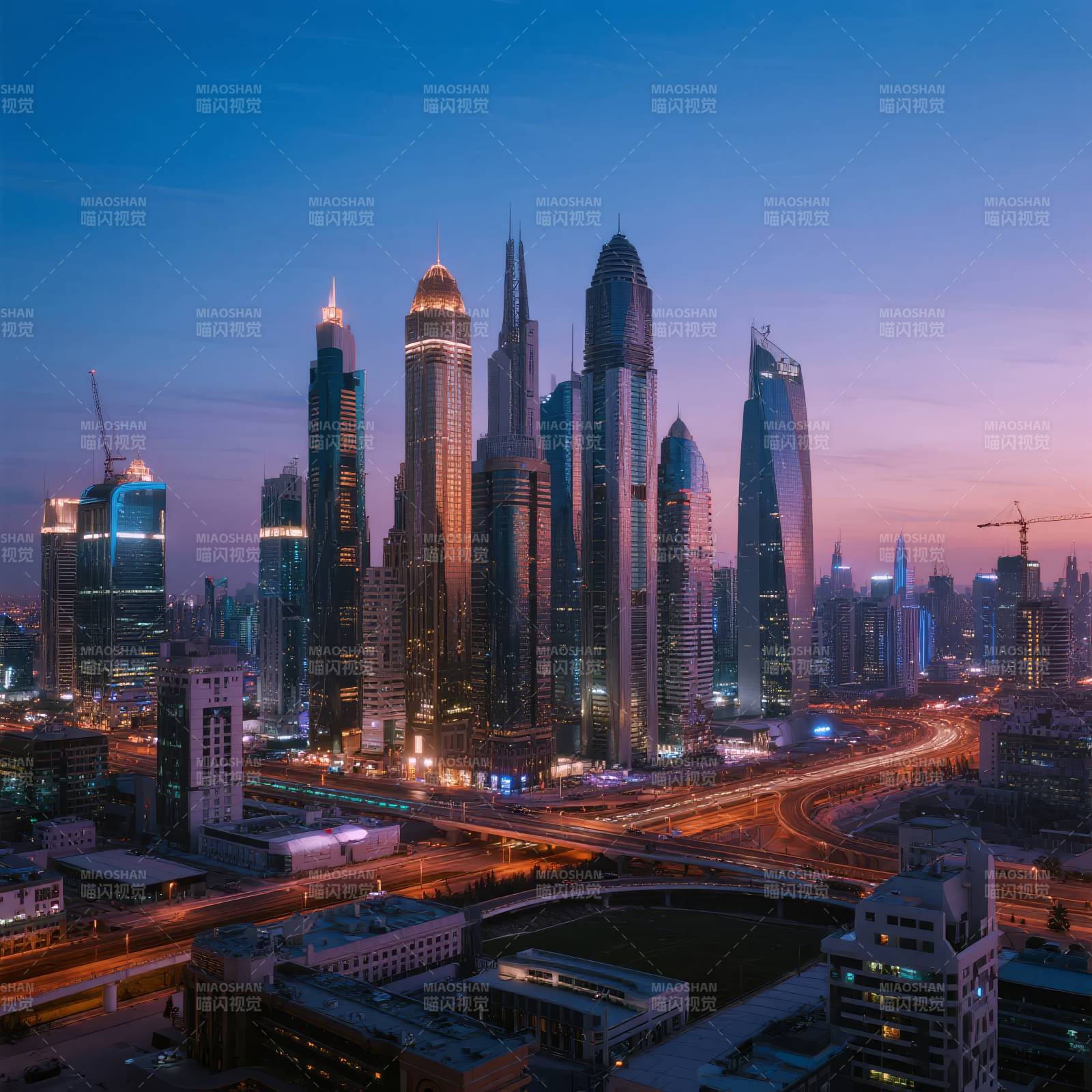 迪拜夜景璀璨图片