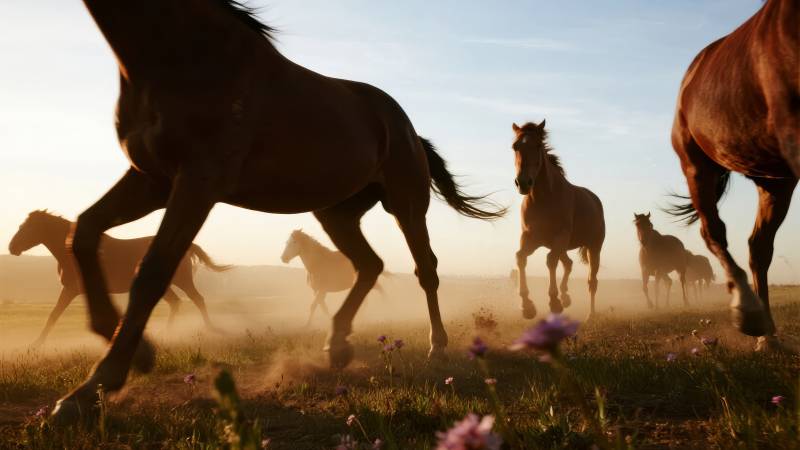 骏马奔腾草原图片