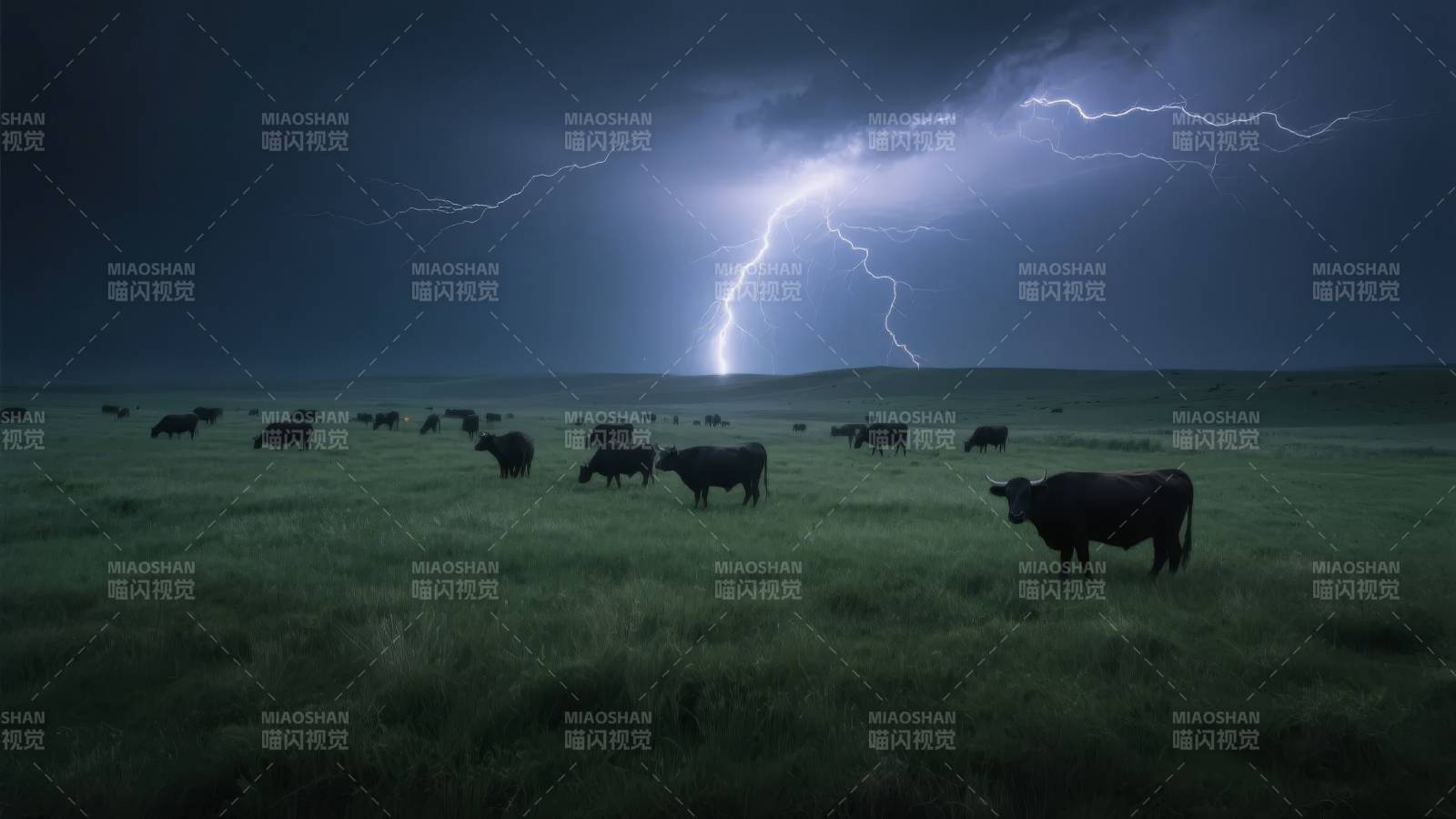 雷雨夜牧群图片