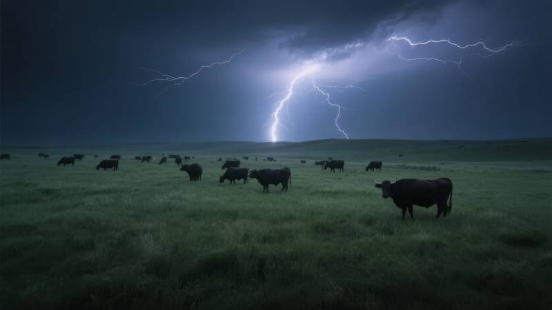 雷雨夜牧群图片