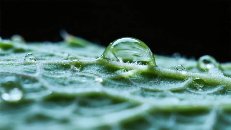 叶上露珠晶莹图片