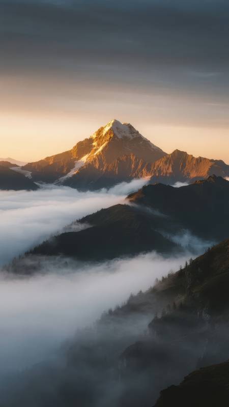 云海映雪峰图片