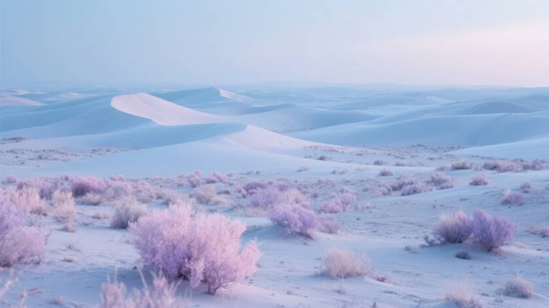 雪原紫雾图片