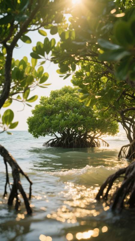 红树林晨光图片