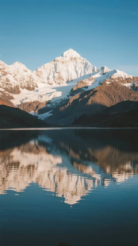 雪山倒影湖中图片