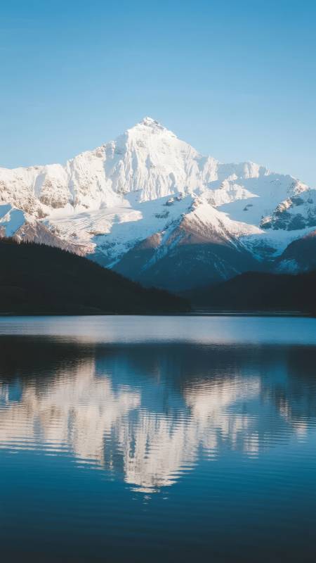 雪山倒影湖中图片