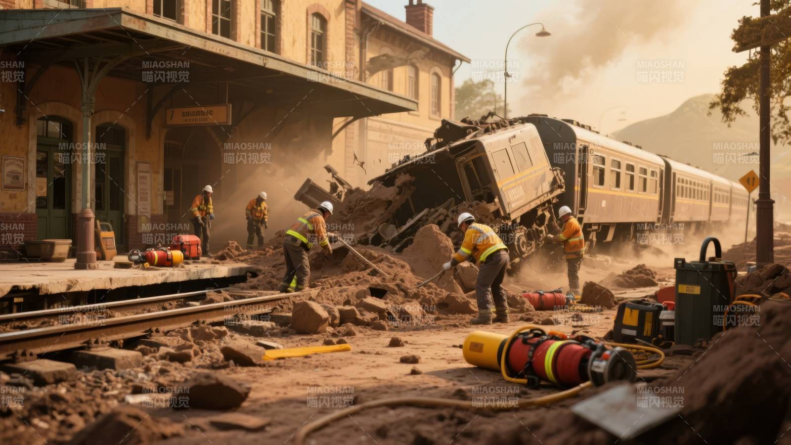 火车脱轨救援现场图片