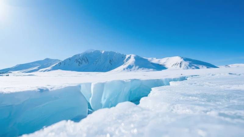 冰川裂隙 雪山映蓝天图片