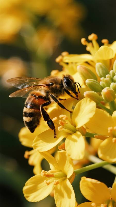 蜜蜂采蜜花丛中图片