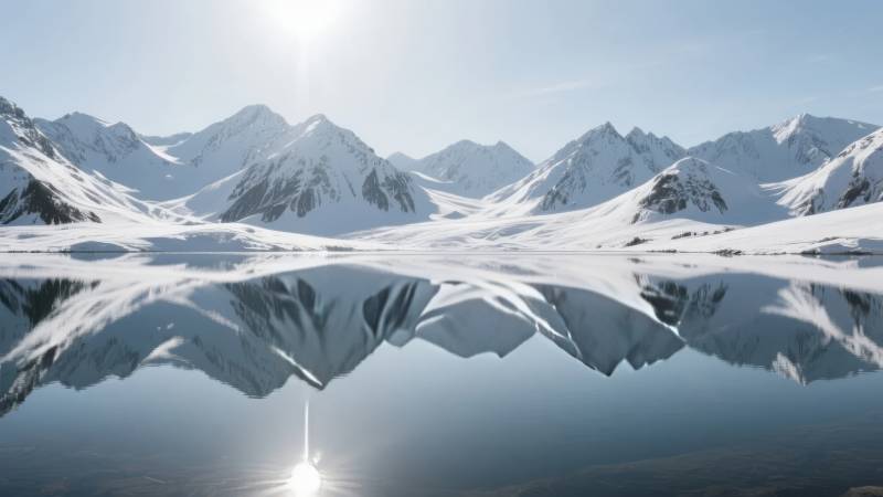 雪山倒影湖中图片