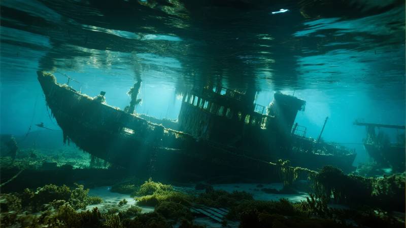 沉船海底遗迹图片