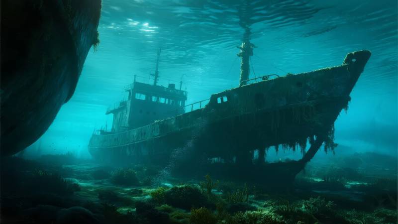 海底沉船遗迹图片