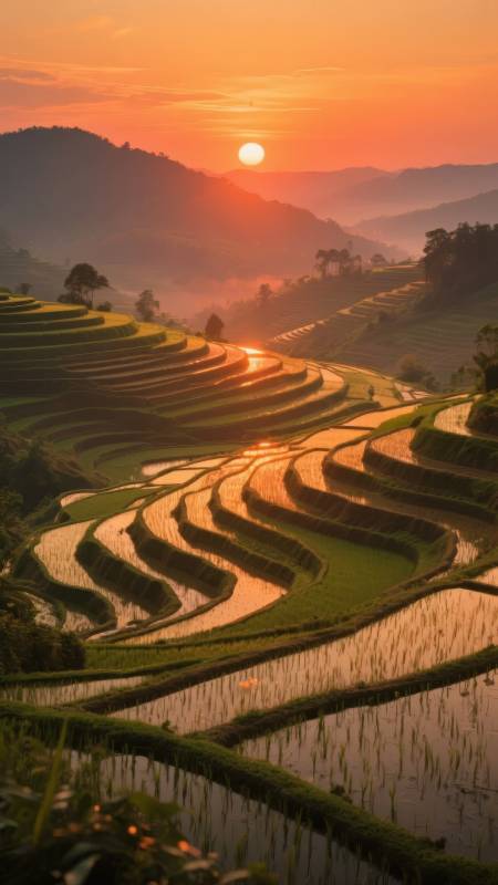梯田日出美景图片