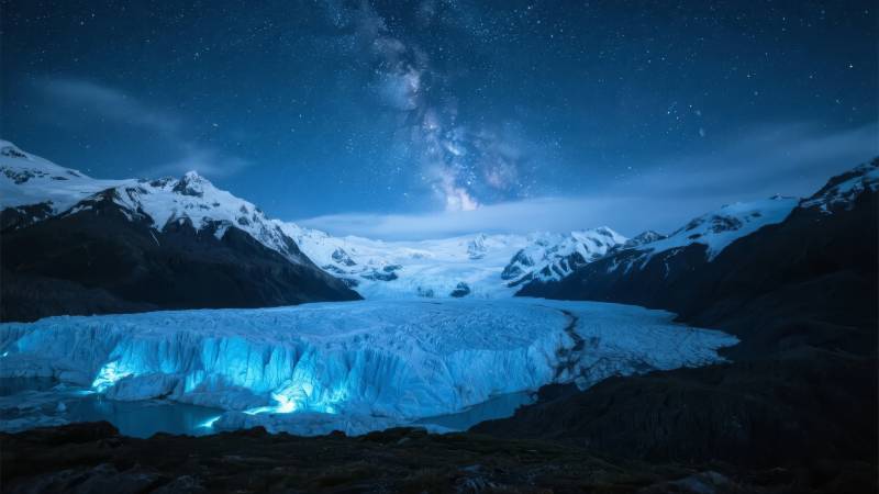 星河映冰川图片