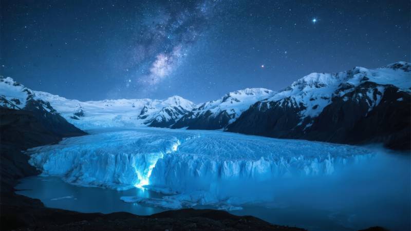 星河映冰川图片