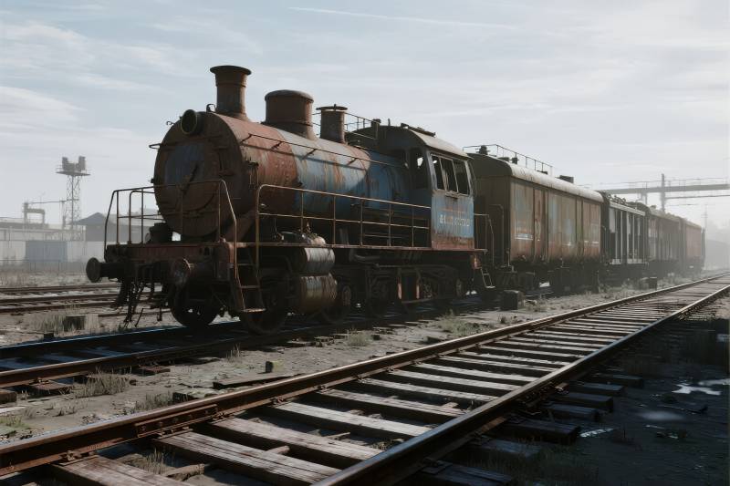 锈迹斑斑的蒸汽火车图片