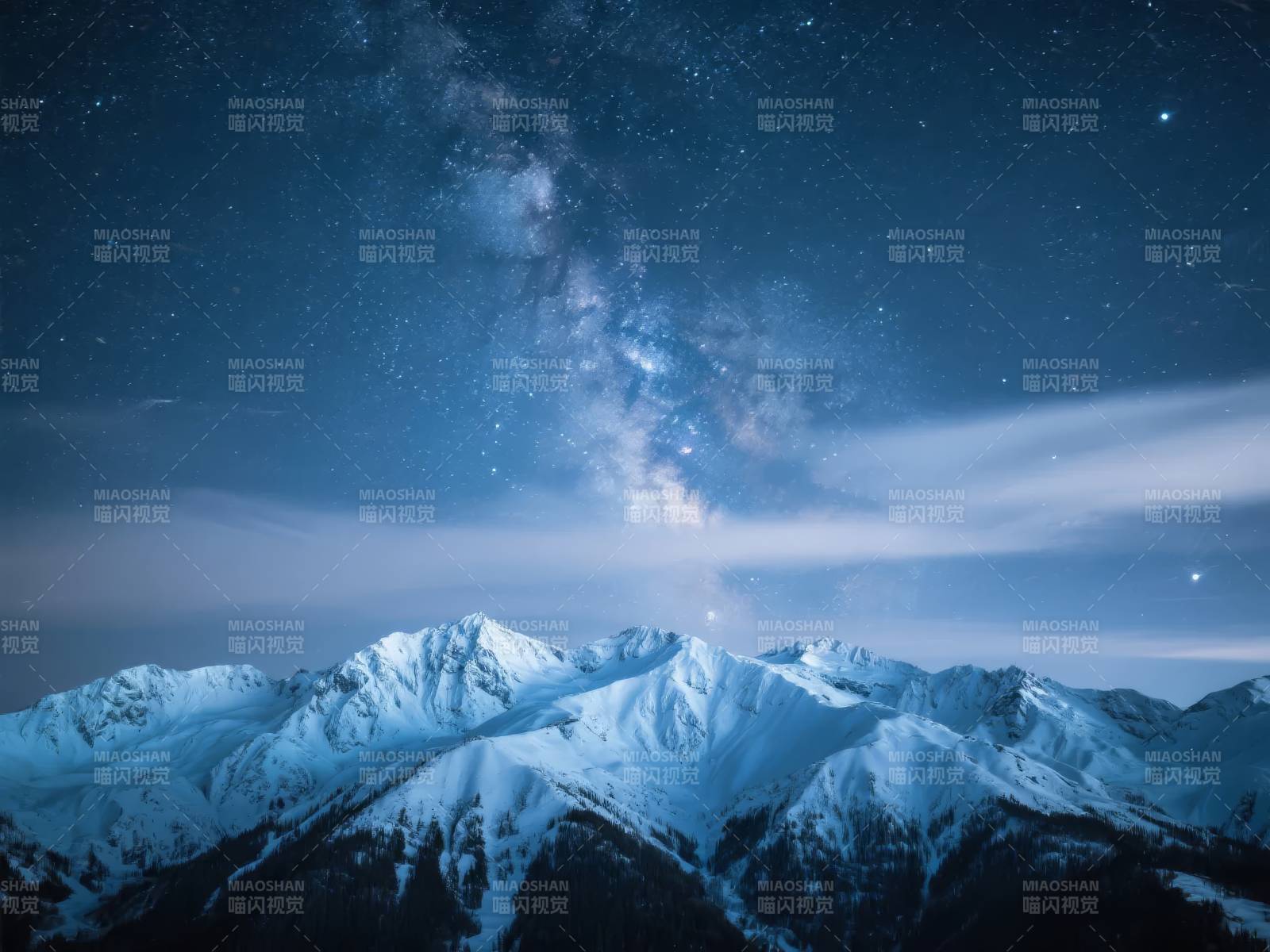 雪山银河夜景图片