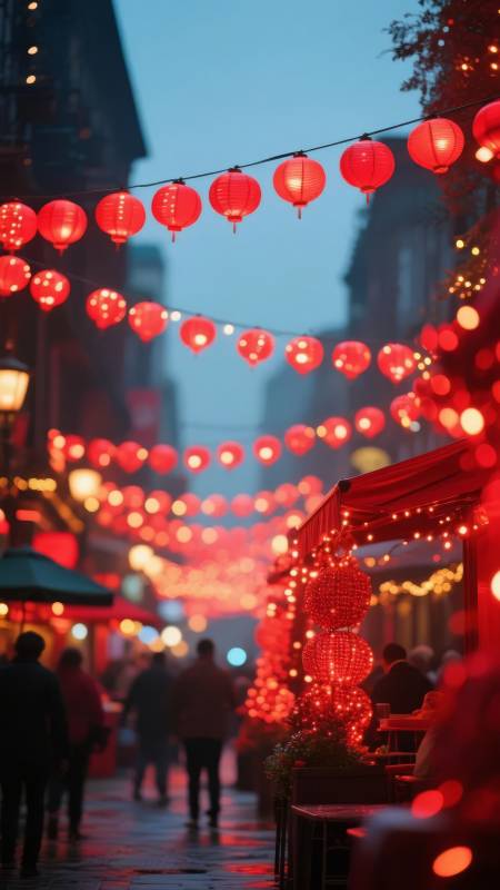 灯火阑珊夜市街图片