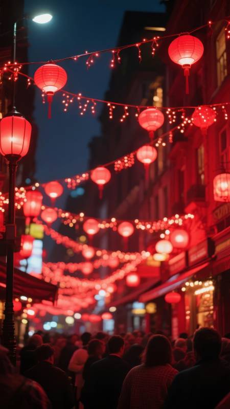 红灯映夜街图片