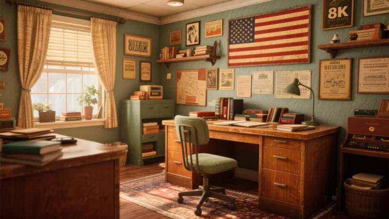 复古书房一角图片