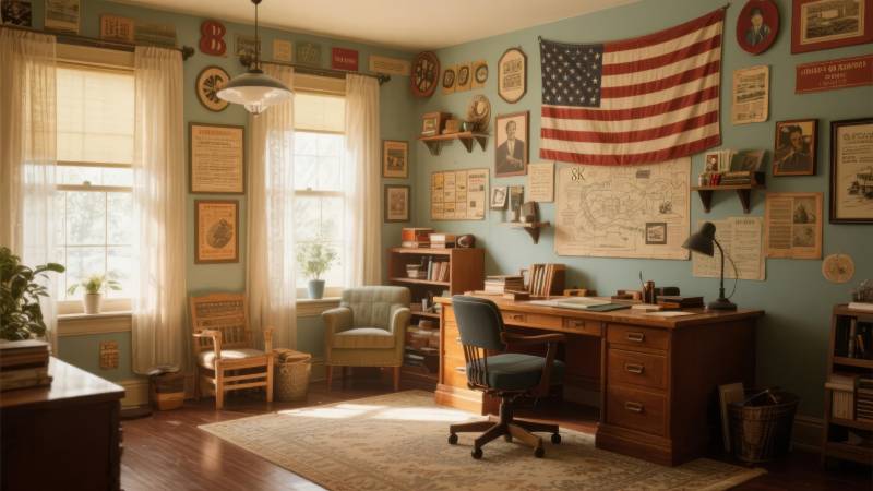 复古书房一角图片