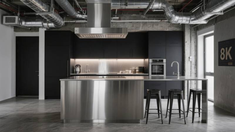 现代工业风厨房图片