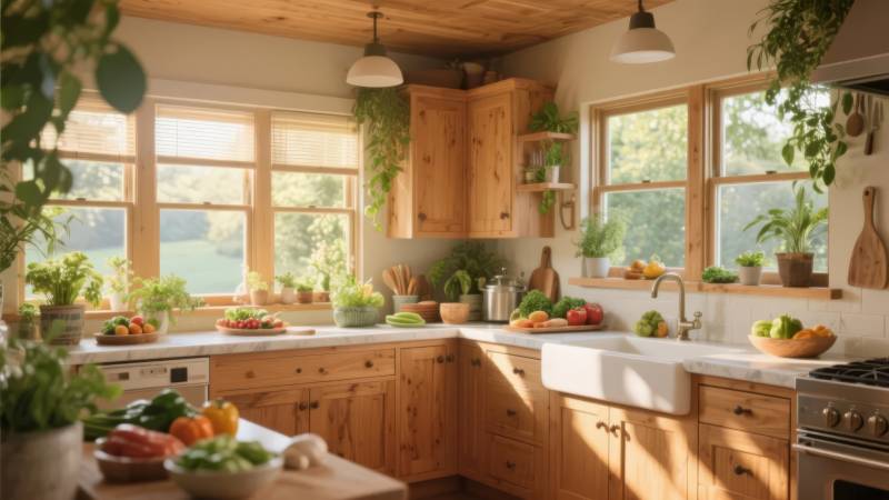 阳光厨房绿意盎然图片