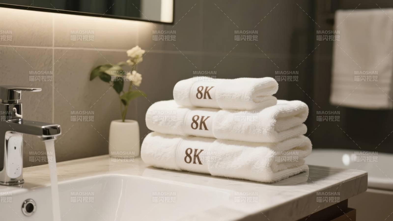 K毛巾叠放浴室图片