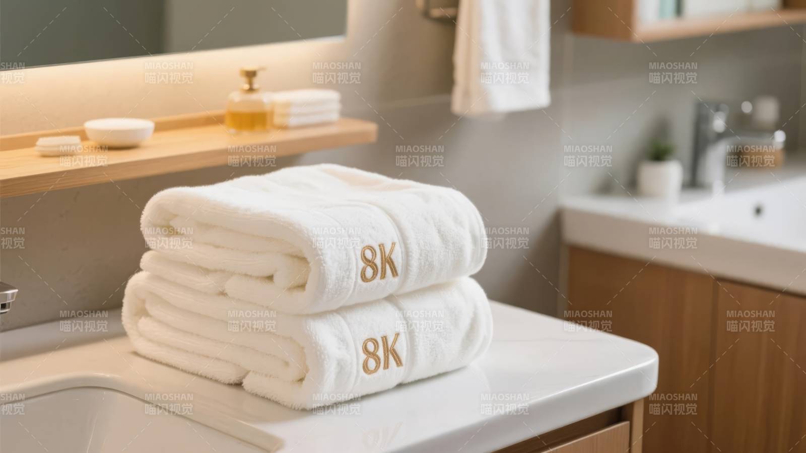 K毛巾叠放浴室图片