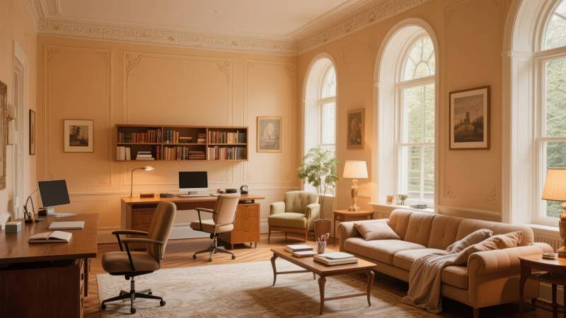 典雅书房客厅融合图片