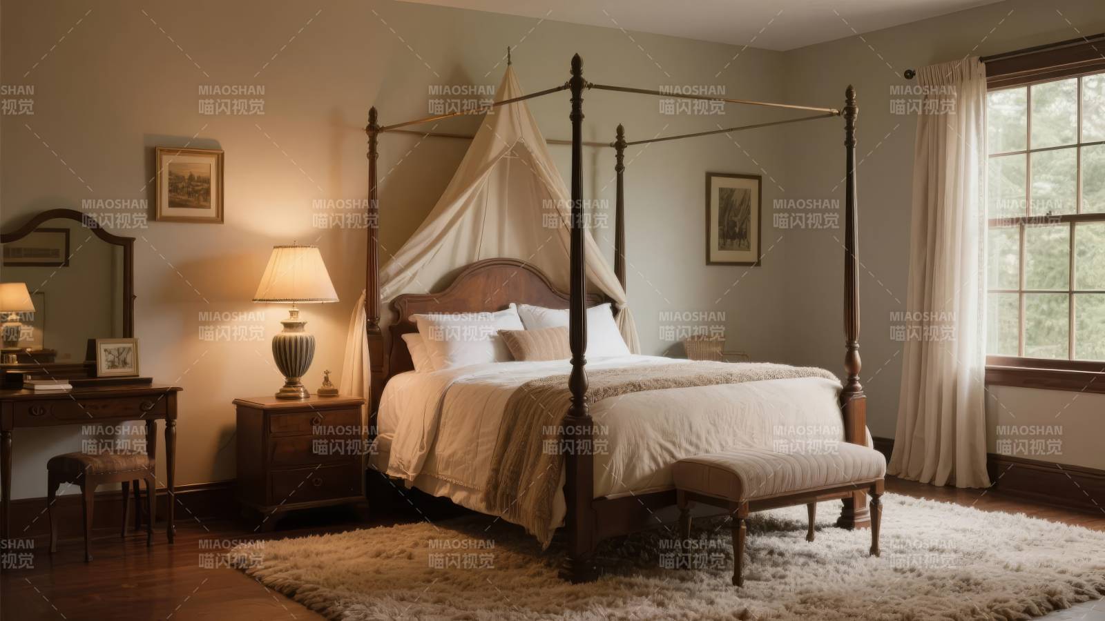 典雅四柱床卧室图片