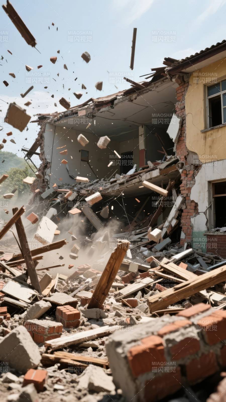 房屋坍塌瞬间图片