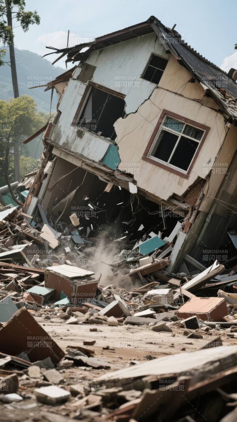 房屋倒塌现场图片