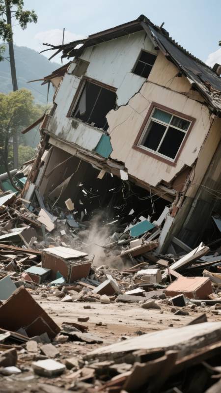 房屋倒塌现场图片