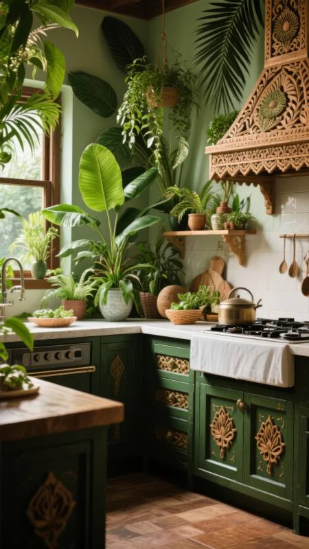 绿意盎然的厨房图片