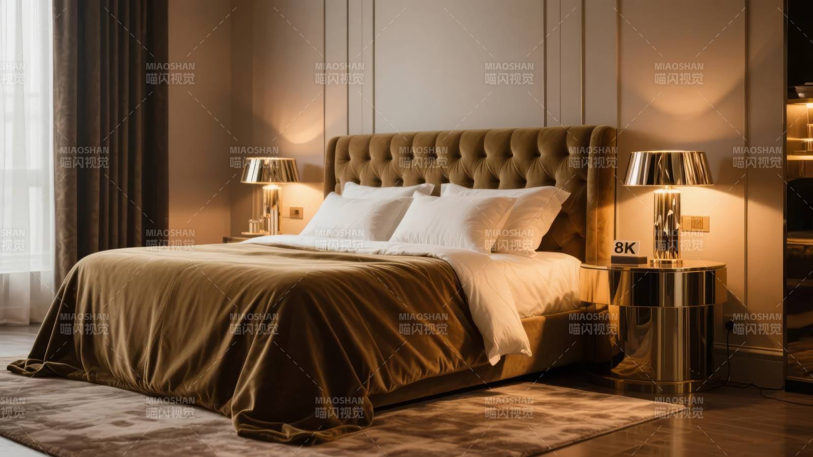 奢华卧室静谧夜景图片