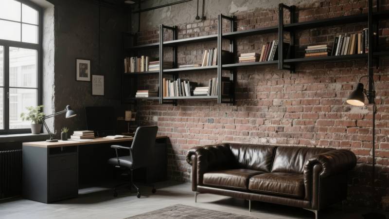 工业风书房客厅图片