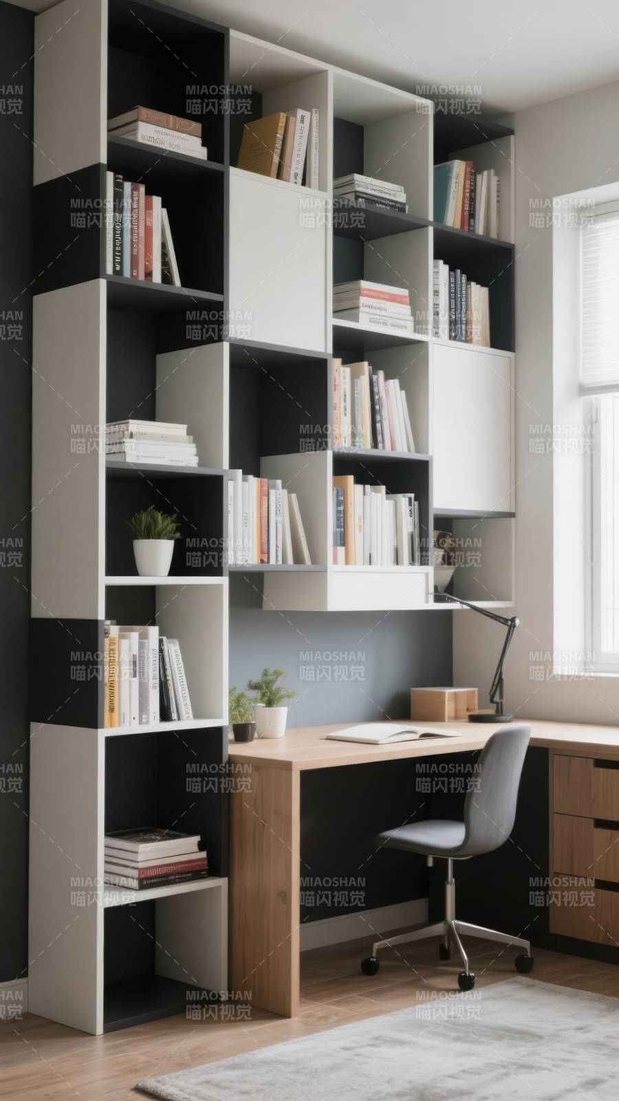 现代简约书房设计图片