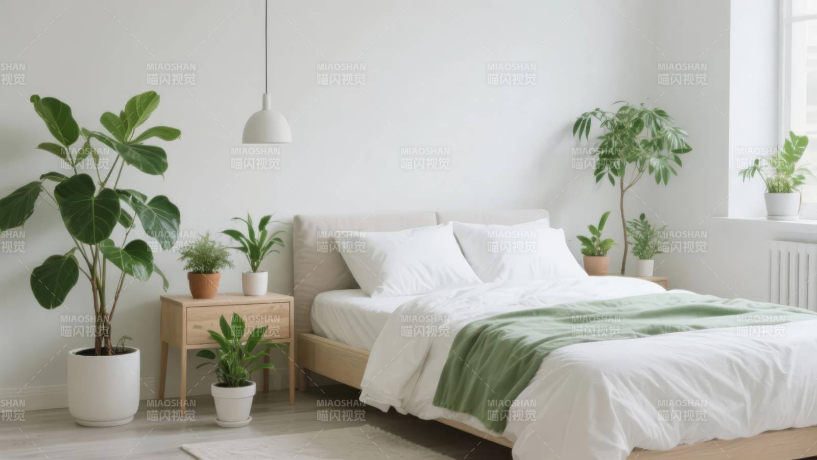 绿植点缀的卧室图片