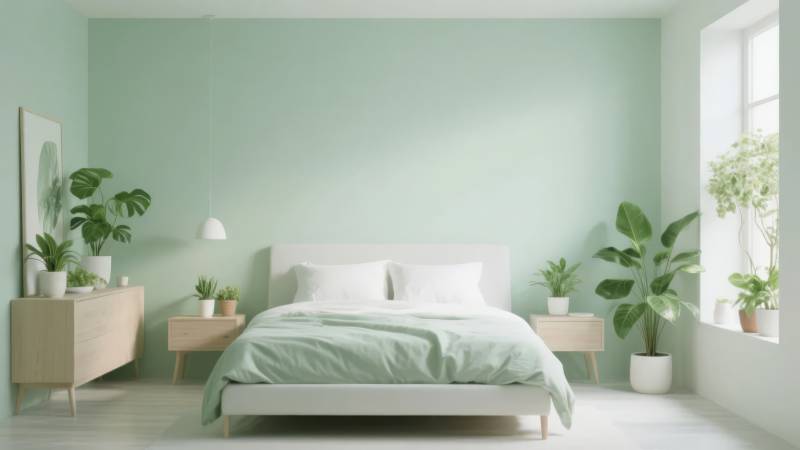 清新绿意卧室图片