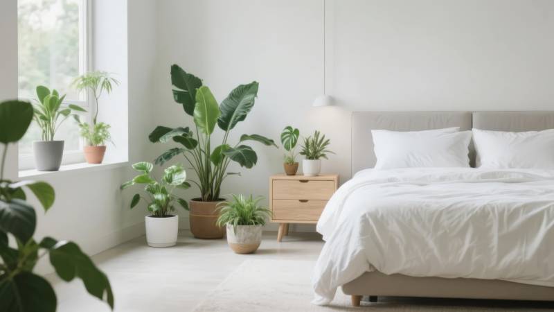 绿植点缀的卧室图片