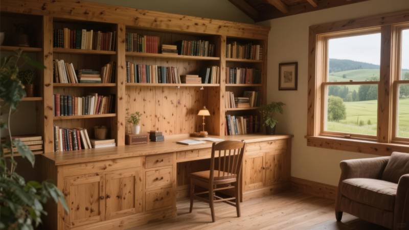 木屋书房静谧一角图片